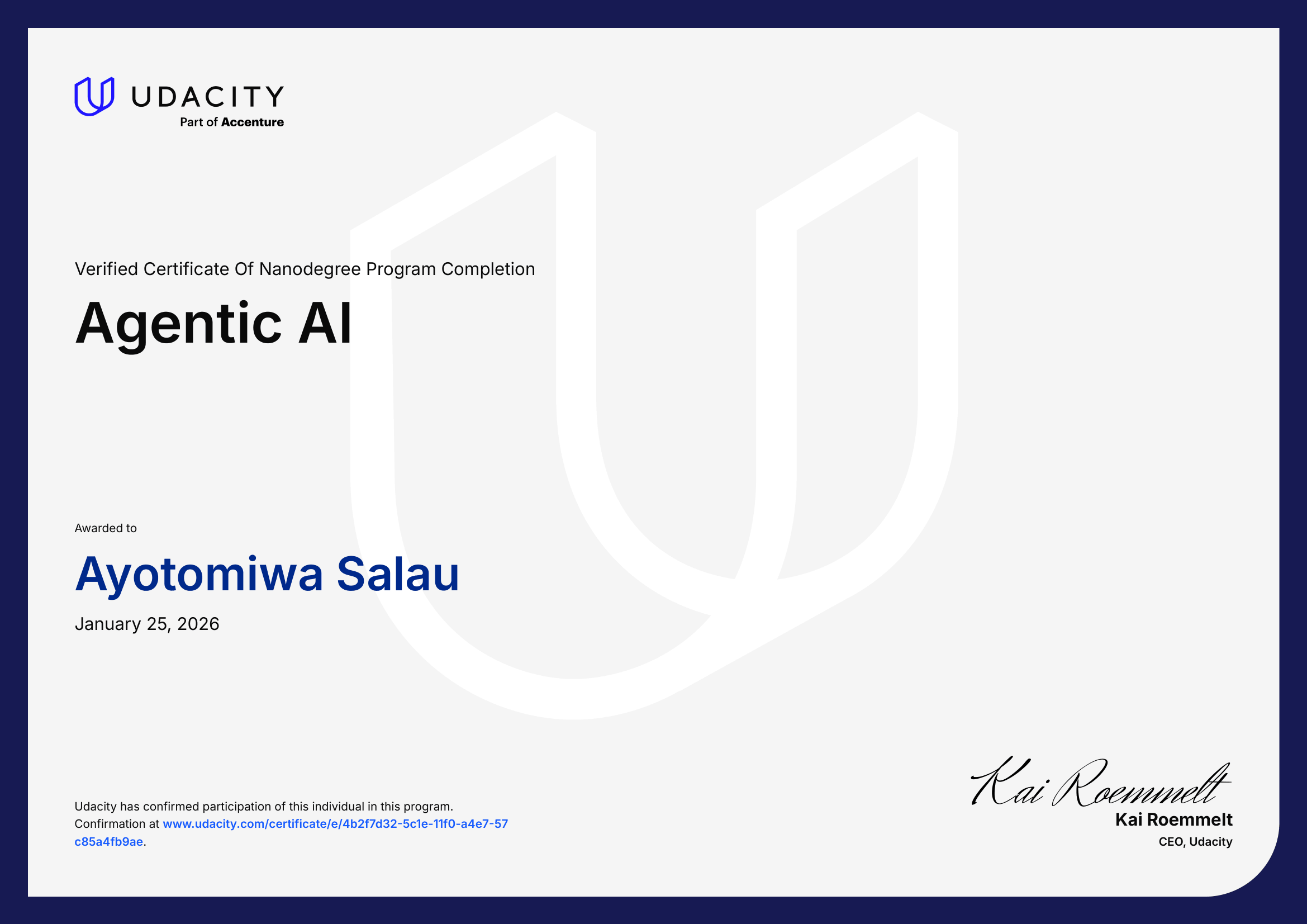 Certificate: Agentic AI