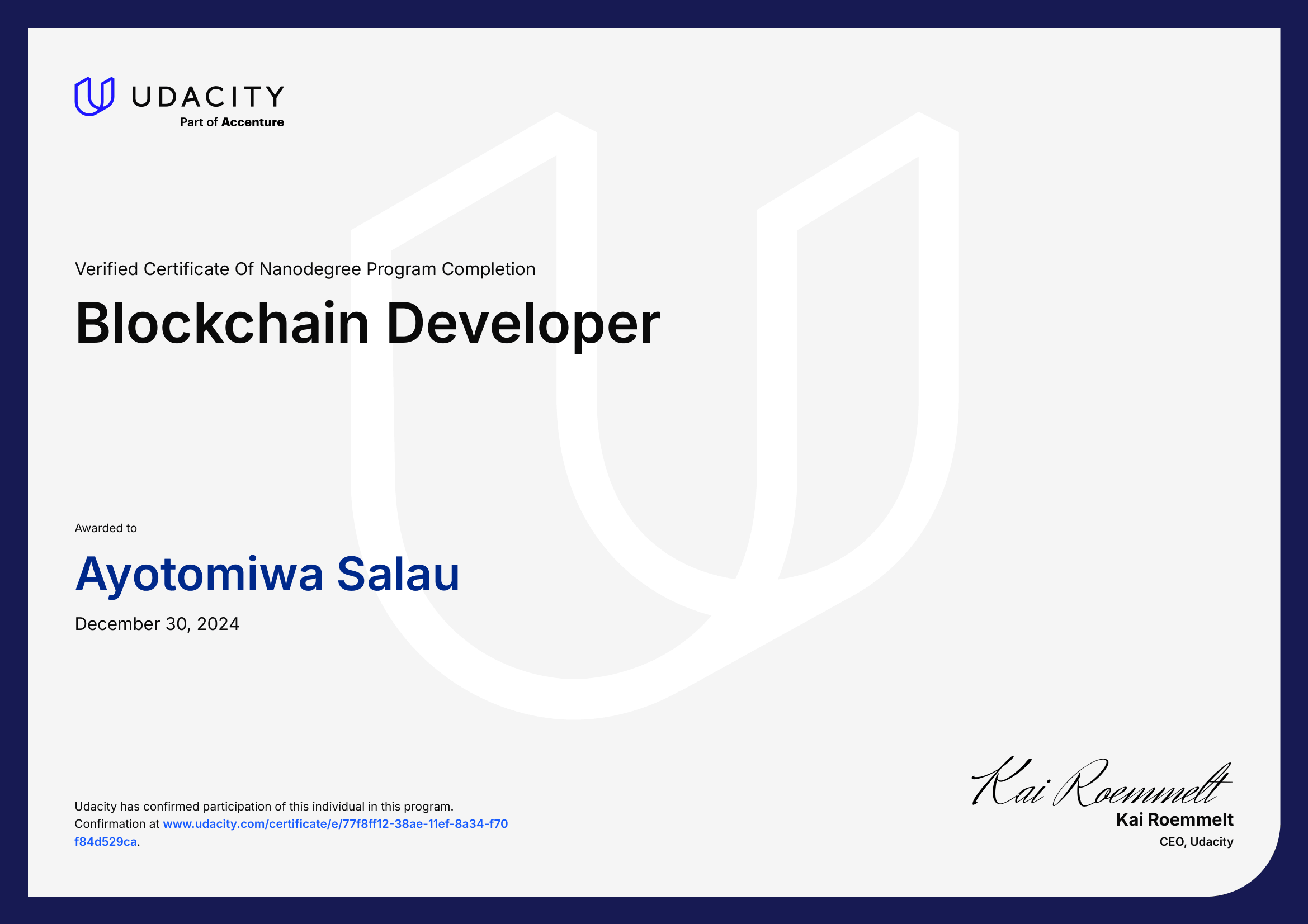 Certificate: Blockchain