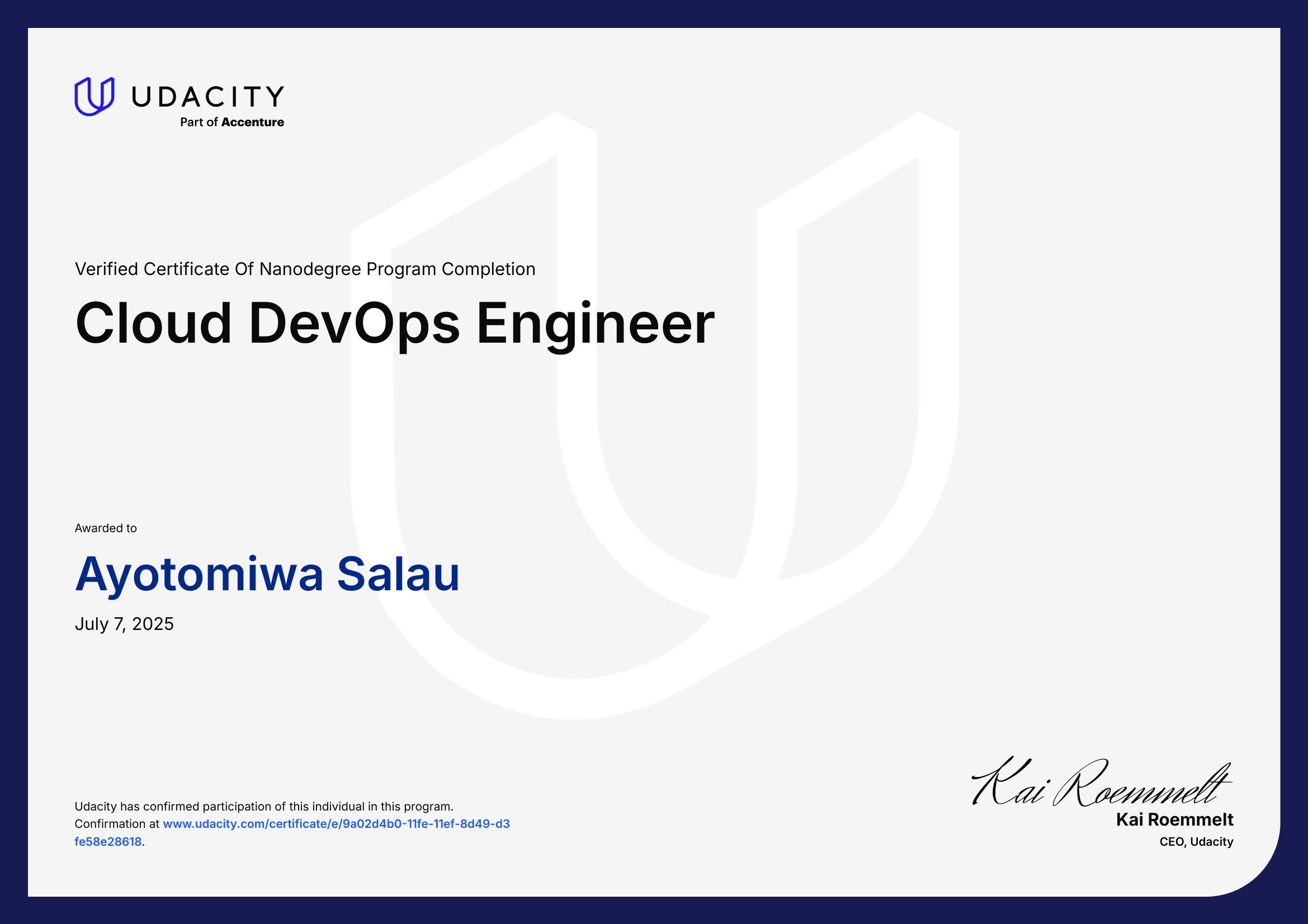 Certificate: Cloud DevOps