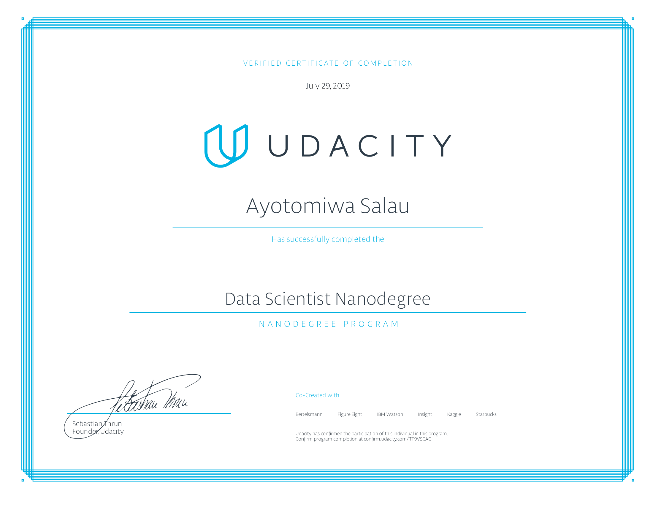 Certificate: Data Scientist