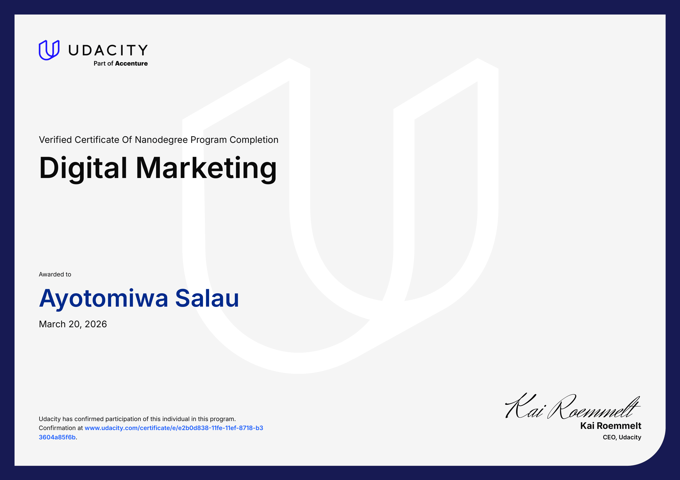 Certificate: Digital Marketing