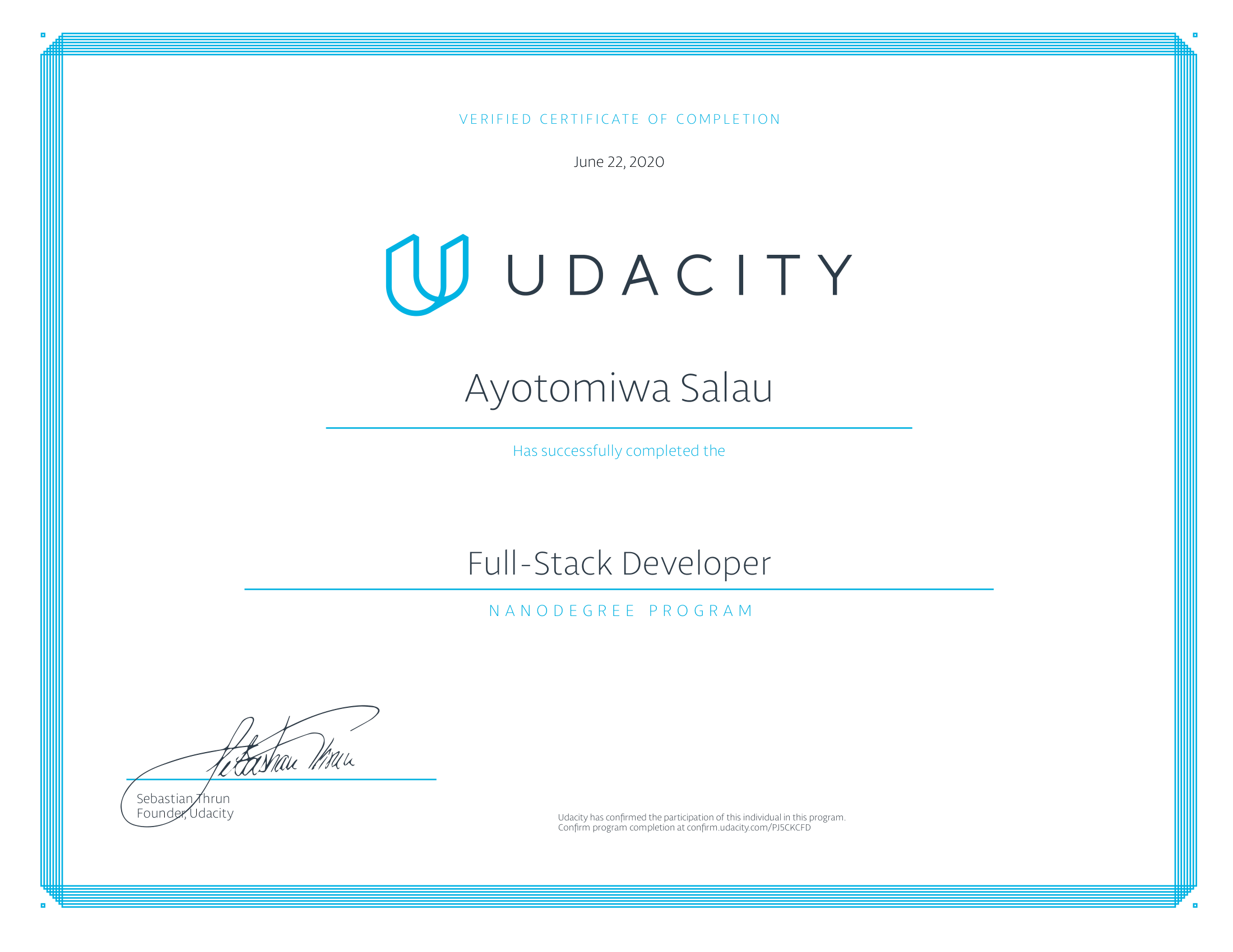 Certificate: Full Stack Web Developer