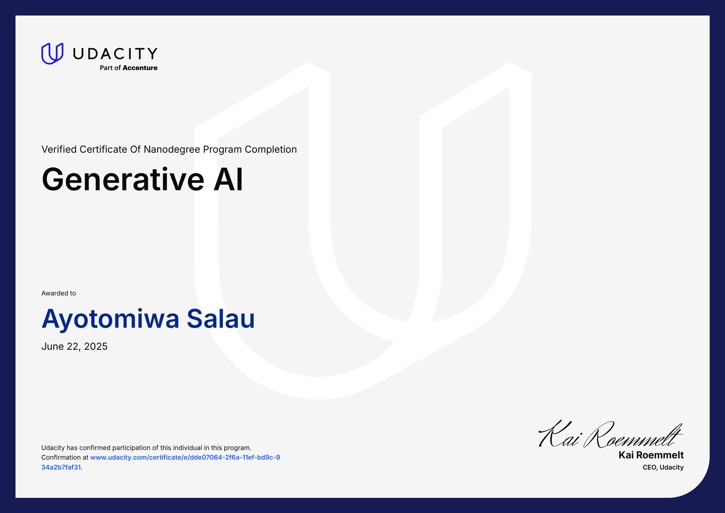 Certificate: Generative AI