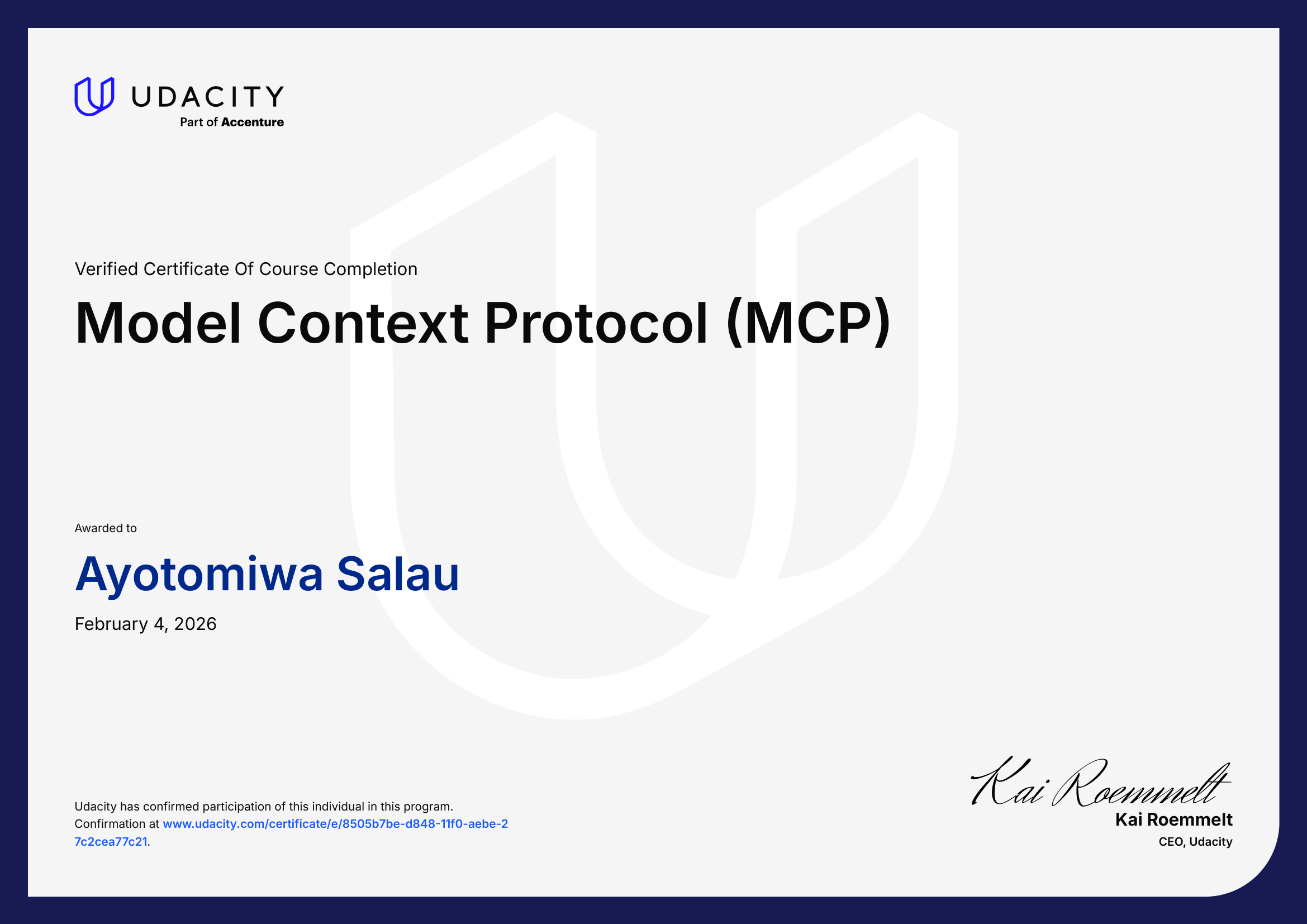 Certificate: Model Context Protocol