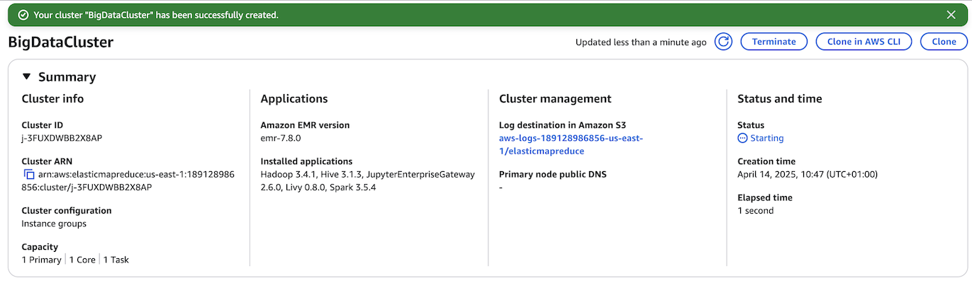 AWS EMR Spark cluster architecture